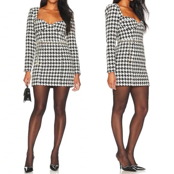 NWT ASSIGNMENT Blair Mini Dress Houndstooth Dress Size M - Picture 1 of 12